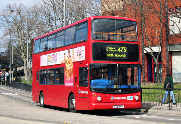 Route 473, Stagecoach London 17488, LX51FMG, Stratford
