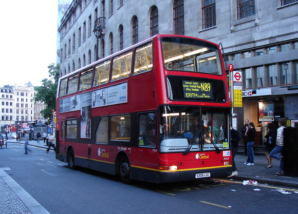 Route N89, London Central, PVL9, V209LGC, Trafalgar Square