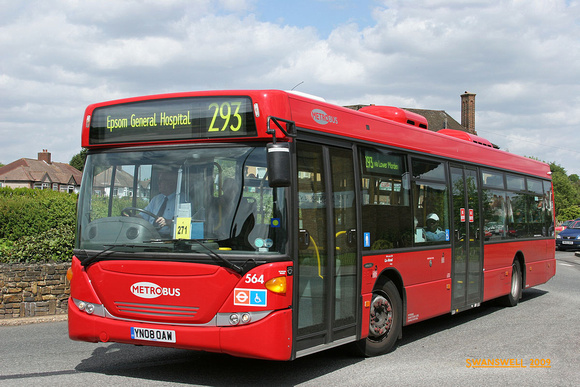 Route 293, Metrobus 564, YN08OAW, Lower Morden Lane