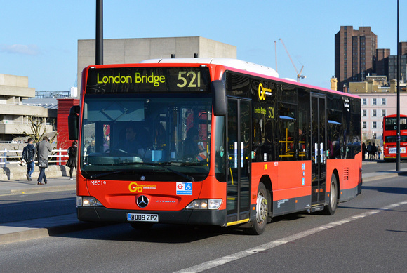 Route 521, Go Ahead London, MEC19, BD09ZPZ, Waterloo Bridge
