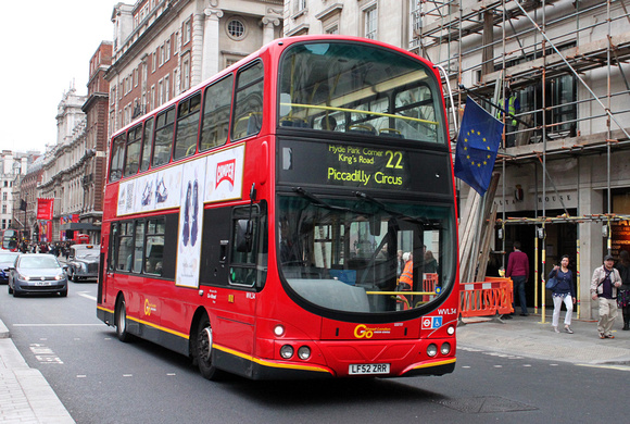Route 22, Go Ahead London, WVL34, LF52ZRR, Piccadilly