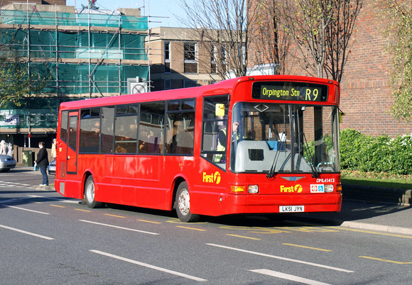 Route R9, First Centrewest, DML41413, LK51JYN, Orpington