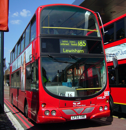 Route 185, East Thames Buses, VWL24, LF52THK, Vauxhall