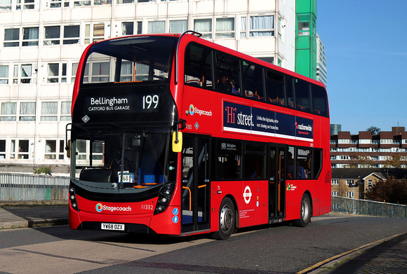 Route 199, Stagecoach London 11332, YW68OZX, Deptford Park