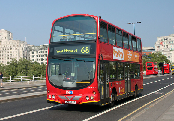 Route 68, London Central, WVL255, LX06EBD, Waterloo Bridge