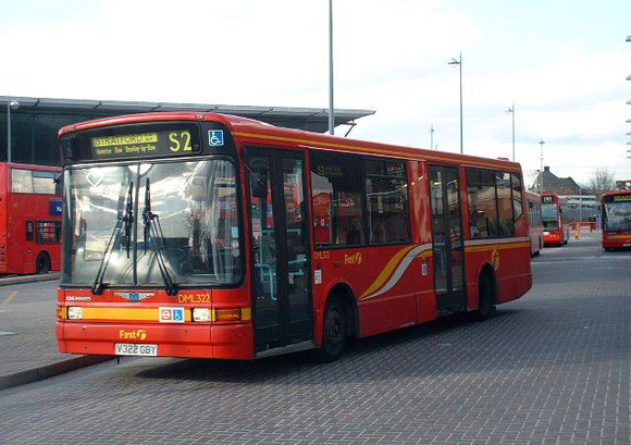 Route S2, First London, DML322, V322GBY, Stratford