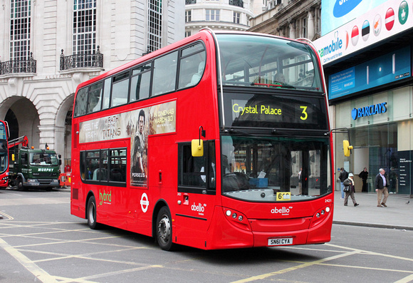 Route 3, Abellio London 2421, SN61CYA, Piccadilly Circus