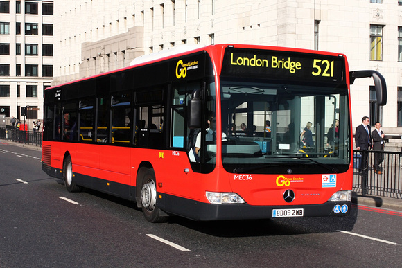 Route 521, Go Ahead London, MEC36, BD09ZWB, London Bridge