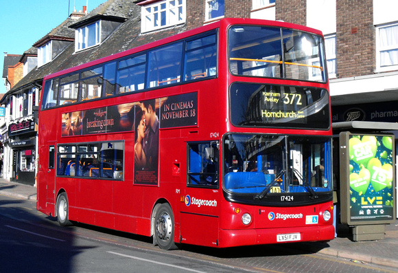 Route 372, Stagecoach London 17424, LX51FJV, Hornchurch