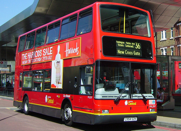 Route 36, London Central, PVL397, LX54GZH, Vauxhall