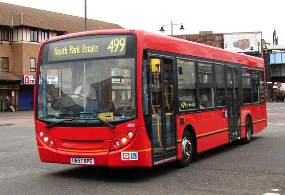 Route 499, Arriva Southend 3999, GN57BPE, Romford