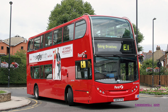 Route E1, First London, DN33590, SN09CFD, Ealing