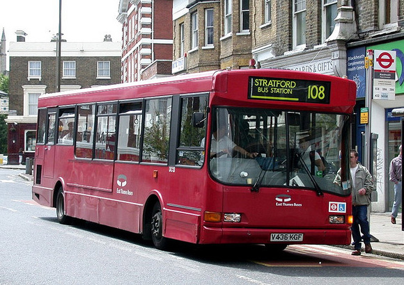 Route 108, East Thames Buses, V436KGF, Blackheath