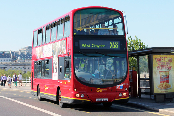 Route X68, Go Ahead London, WVL246, LX06EAJ, Waterloo Bridge
