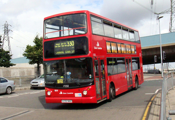 Route 330, East London ELBG 17232, X232NNO, Canning Town