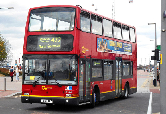 Route 422, Go Ahead London, PVL355, PL03AGZ, North Greenwich