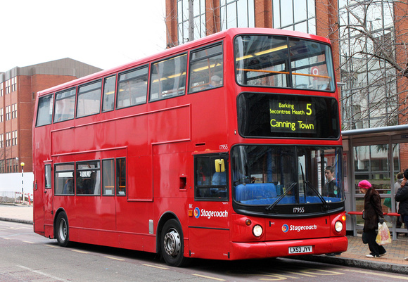 Route 5, Stagecoach London 17955, LX53JZA, Romford