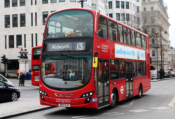 Route 13, London Sovereign RATP, VH7, BD13OJA, Charing Cross