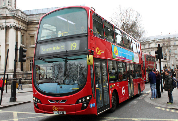 Route 19, Go Ahead London, WVL489, LJ61NWB, Trafalgar Square