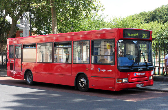 Route 386, Stagecoach London 34380, LX03BZM, Greenwich