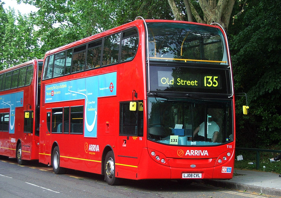 Route 135, Arriva London, T15, LJ08CVL, Crossharbour