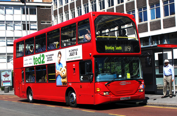 Route 119, Metrobus 445, YV03RAU, Croydon