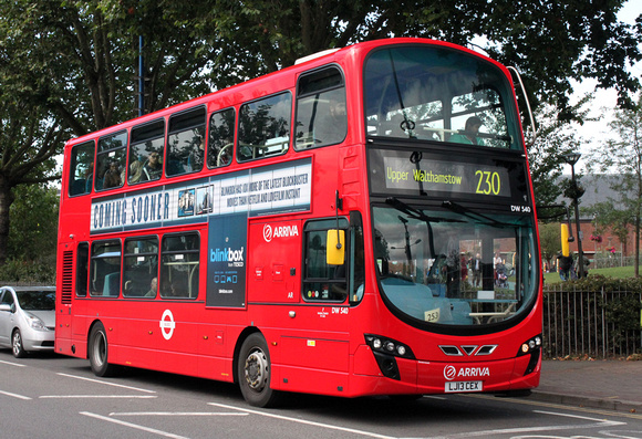 Route 230, Arriva London, DW540, LJ13CEX, Walthamstow Central
