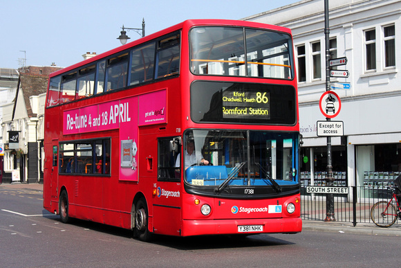 Route 86, Stagecoach London 17381, Y381NHK, Romford Station