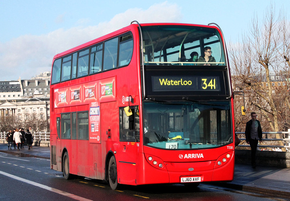 Route 341, Arriva London, T158, LJ60AVF, Waterloo Bridge