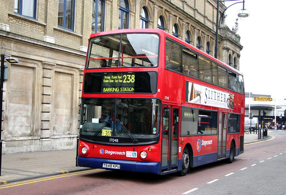 Route 238, Stagecoach London 17048, T648KPU, Stratford
