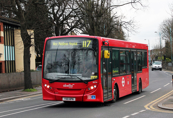 Route 117, Abellio London 8574, YX11HPN, West Middlesex Hospital