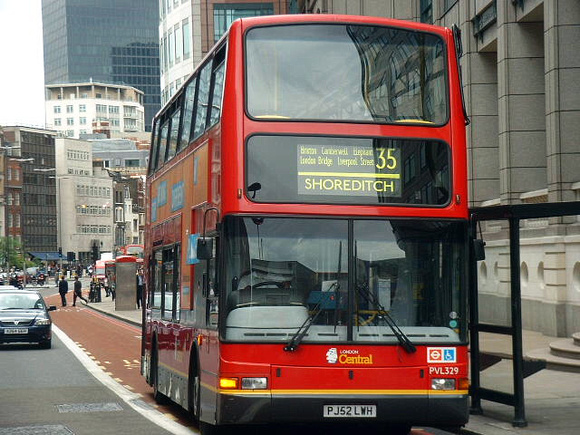 Route 35, London Central, PVL329, PJ52LWH, Liverpool Street
