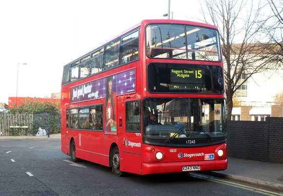 Route 15, Stagecoach London 17243, X243NNO, Blackwall