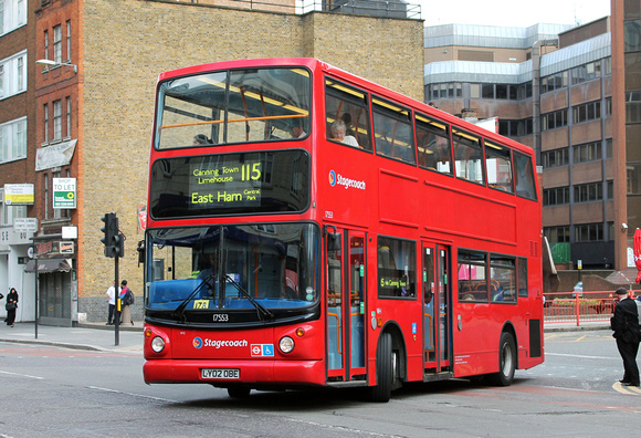 Route 115, Stagecoach London 17553, LY02OBE, Aldgate