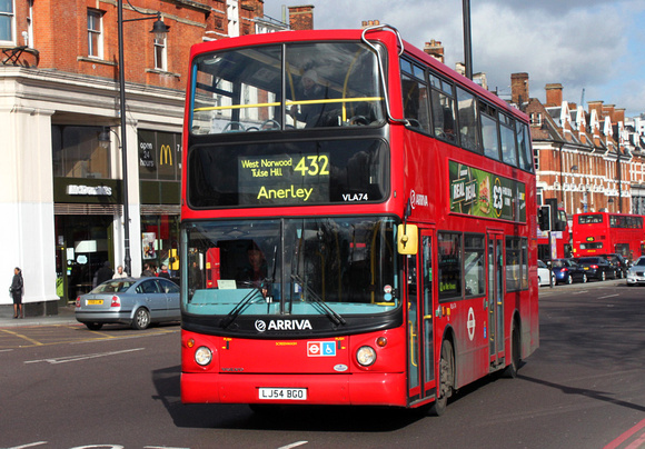 Route 432, Arriva London, VLA74, LJ54BGO, Brixton