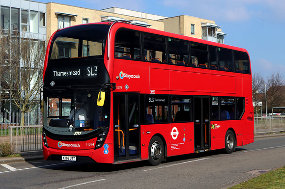 Route SL3, Stagecoach London 11074, YX68UTT, Thamesmead