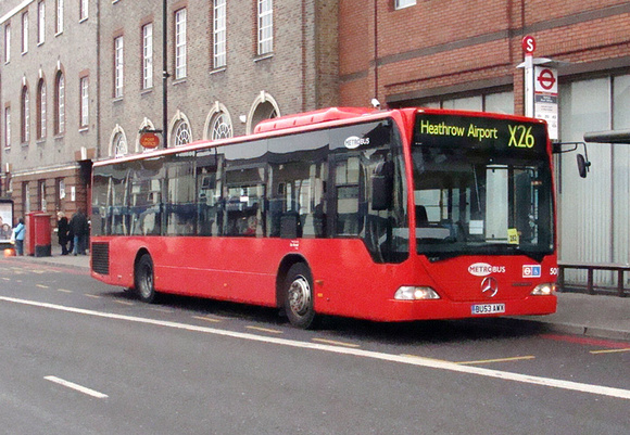 Route X26, Metrobus 502, BU53AWX, Sutton