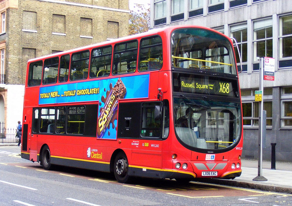 Route X68, London Central, WVL242, LX06EAC, Russell Square
