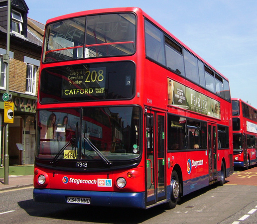 Route 208, Stagecoach London 17343, X343NNO, Bromley