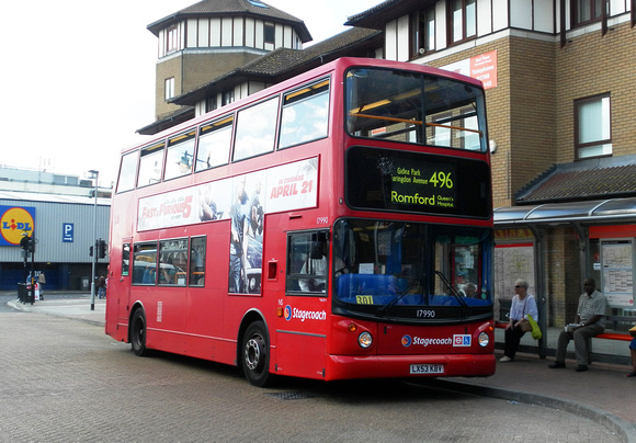 Route 496, Stagecoach London 17990, LX53KBV, Romford
