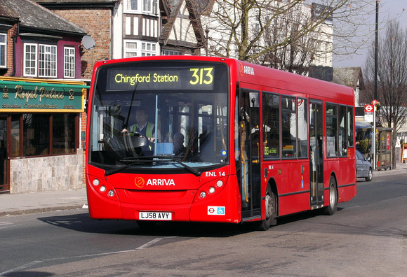 Route 313, Arriva London, ENL14, LJ58AVY, Chingford