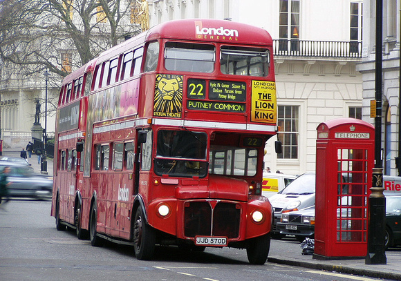 Route 22, London General, RML2570, JJD570D, Waterloo Place