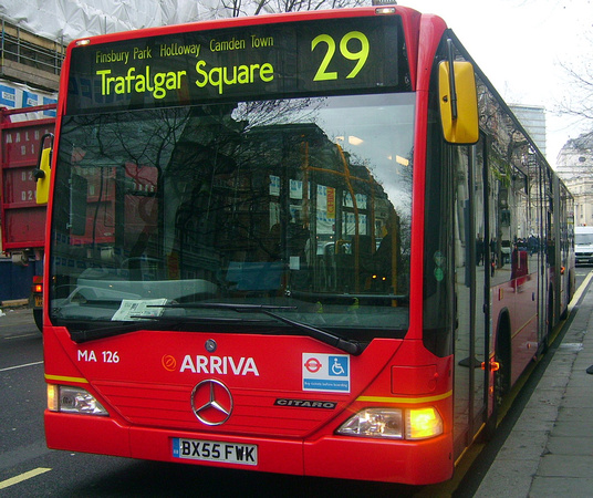 Route 29, Arriva London, MA126, BX55FWK, Trafalgar Square