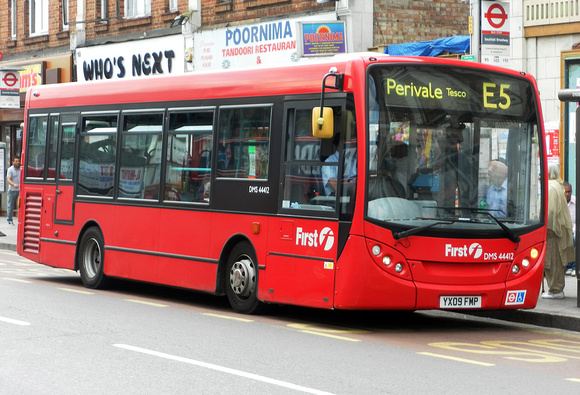 Route E5, First London, DMS44412, YX09FMP, Southall