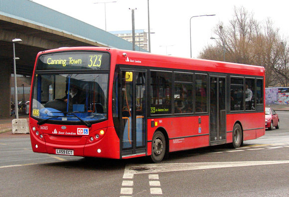 Route 323, East London ELBG 36065, LX59ECT, Canning Town