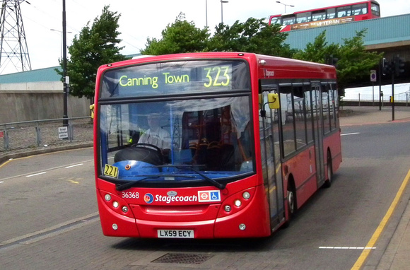 Route 323, Stagecoach London 36368, LX59ECY, Canning Town
