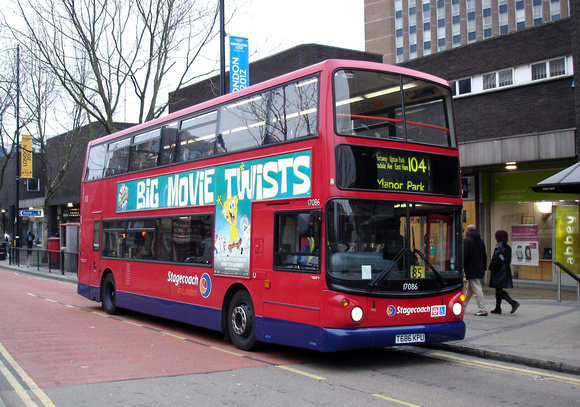 Route 104, Stagecoach London 17086, T686KPU, Stratford
