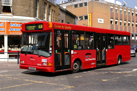 Route 108, East Thames Buses, DC12, V434KGF, Lewisham