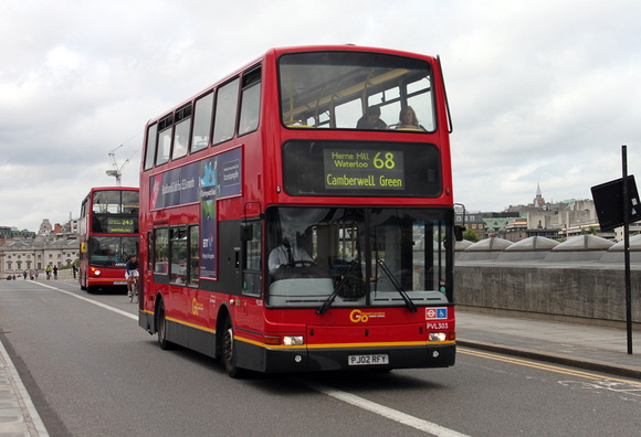 Route 68, Go Ahead London, PVL303, PJ02RFY, Waterloo Bridge