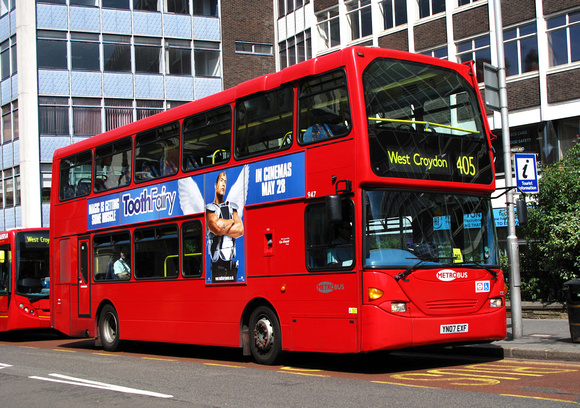 Route 405, Metrobus 947, YN07EXF, Croydon
